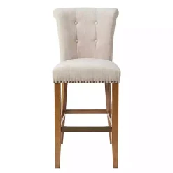 Outlet Kirklands Home Ivory Wesley Tufted Bar Stool with Nailhead Trim White