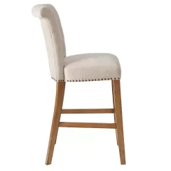 Outlet Kirklands Home Ivory Wesley Tufted Bar Stool with Nailhead Trim White