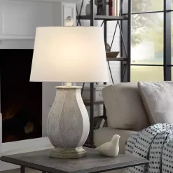 Online Kirklands Home Ivory Wirebrushed Oval Table Lamp White