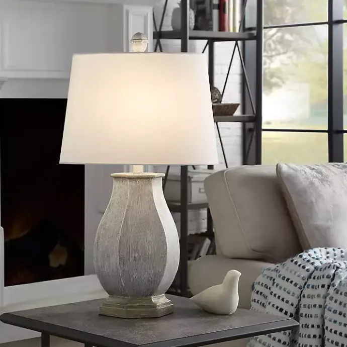 Online Kirklands Home Ivory Wirebrushed Oval Table Lamp White