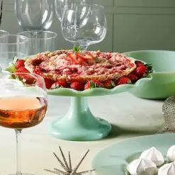 Sale Kirklands Home Jadeite Glass Martha Stewart Scalloped Cake Stand Green