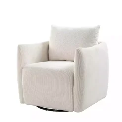New Kirklands Home Jerri Corduroy Swivel Accent Chair Ivory