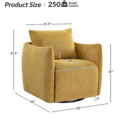 Best Kirklands Home Jerri Mustard Corduroy Swivel Accent Chair Yellow