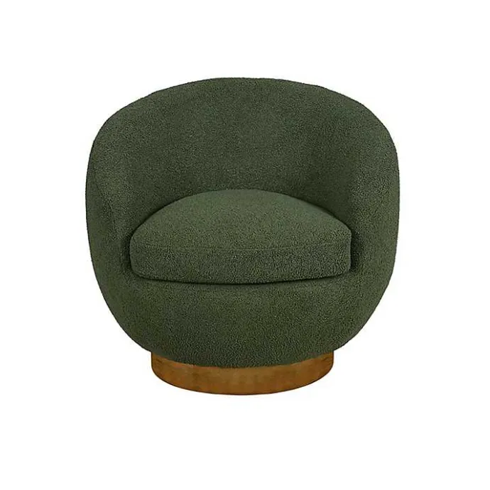 Online Kirklands Home Jessel Sherpa Swivel Chair with Wood Base Green