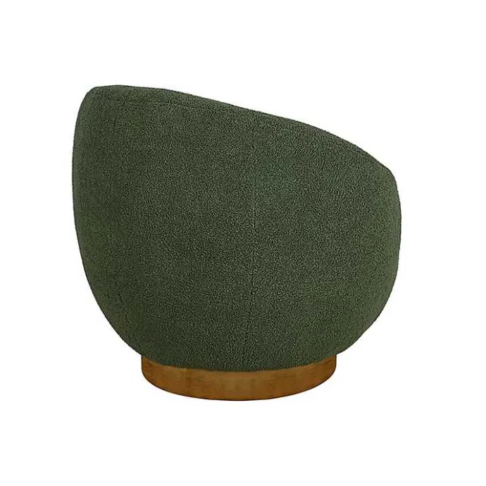 Online Kirklands Home Jessel Sherpa Swivel Chair with Wood Base Green
