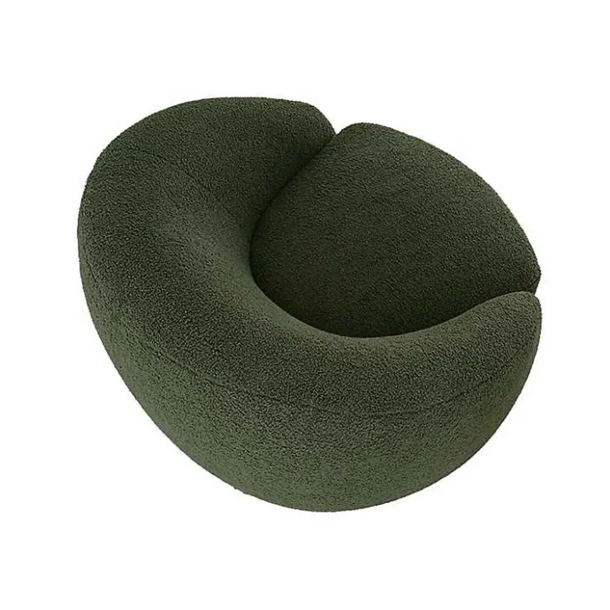 Online Kirklands Home Jessel Sherpa Swivel Chair with Wood Base Green