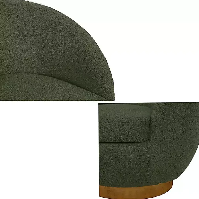 Online Kirklands Home Jessel Sherpa Swivel Chair with Wood Base Green