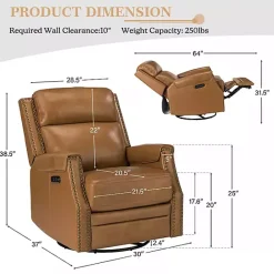 Discount Kirklands Home Johanna Leather Swivel Power Recliner Tan
