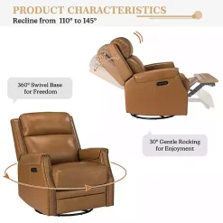 Discount Kirklands Home Johanna Leather Swivel Power Recliner Tan