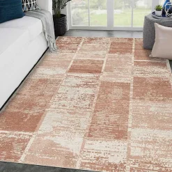 New Kirklands Home Jordan Aly Sand Modern Area Rug, 7x10 Red