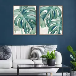 New Kirklands Home Jungle Symphony Framed Canvas Art Prints, Set of 2 Green