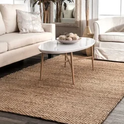 Kirklands Home Jute Hand Woven Halsey Area Rug, 4x6 Tan