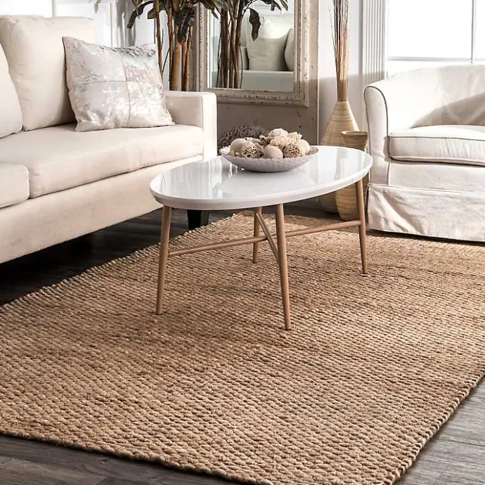 Kirklands Home Jute Hand Woven Halsey Area Rug, 4x6 Tan