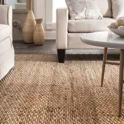 Kirklands Home Jute Hand Woven Halsey Area Rug, 4x6 Tan