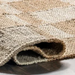 Discount Kirklands Home Jute Tan Checkered Area Rug, 5x8