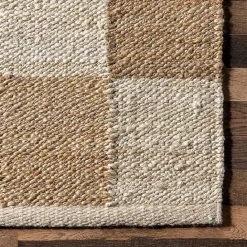 Discount Kirklands Home Jute Tan Checkered Area Rug, 5x8