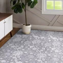 Hot Kirklands Home Kalini Floral Washable Area Rug, 5x7 Gray
