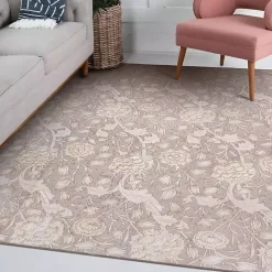 Hot Kirklands Home Kalini Natural Floral Washable Area Rug, 5x7
