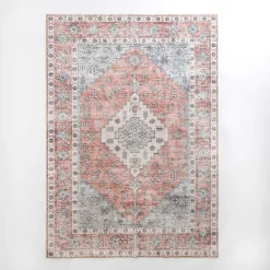 Best Kirklands Home Kelly Traditional Washable Area Rug, 5x8 Red