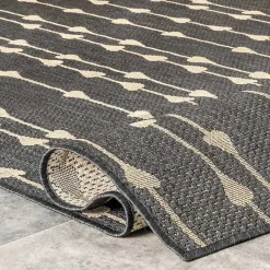 Outlet Kirklands Home Kendall Gray Vertical Teardrop Outdoor Rug, 5x8