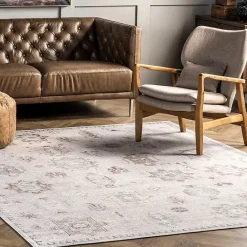 New Kirklands Home Krystin Distressed Washable Area Rug, 5x8 Gray