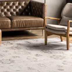 New Kirklands Home Krystin Distressed Washable Area Rug, 5x8 Gray