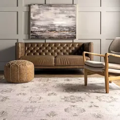 New Kirklands Home Krystin Distressed Washable Area Rug, 5x8 Gray