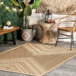 Kirklands Home Landy Aztec Outdoor Rug, 5x8 Tan