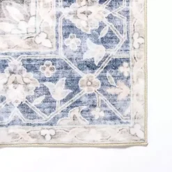 Best Kirklands Home Lara Blue Medallion Washable Area Rug, 5x8