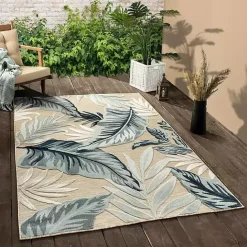 Discount Kirklands Home Large Print Tropical Leaf Outdoor Area Rug, 7x9