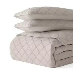 Clearance Kirklands Home Latte Stitched Diamond 3-pc. Queen Quilt Set Tan