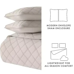 Clearance Kirklands Home Latte Stitched Diamond 3-pc. Queen Quilt Set Tan