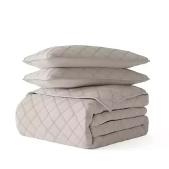 Clearance Kirklands Home Latte Stitched Diamond 3-pc. King Quilt Set Tan