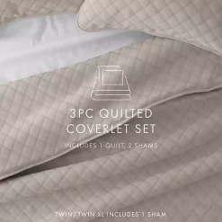 Clearance Kirklands Home Latte Stitched Diamond 3-pc. King Quilt Set Tan