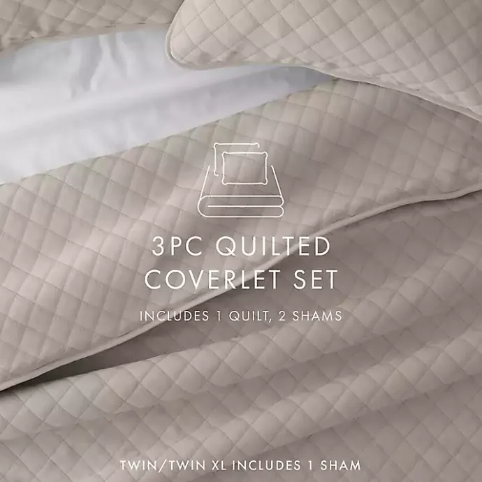 Clearance Kirklands Home Latte Stitched Diamond 3-pc. King Quilt Set Tan