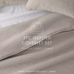 Best Kirklands Home Latte Stitched Stripes 2-pc. Twin Quilt Set Gray
