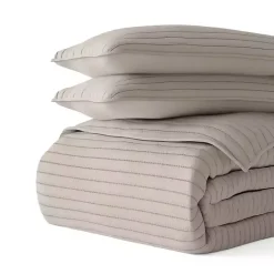 Outlet Kirklands Home Latte Stitched Stripes 3-pc. King Quilt Set Tan