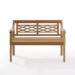 Outlet Kirklands Home Lattice Teakwood Slatted Outdoor Bench Tan