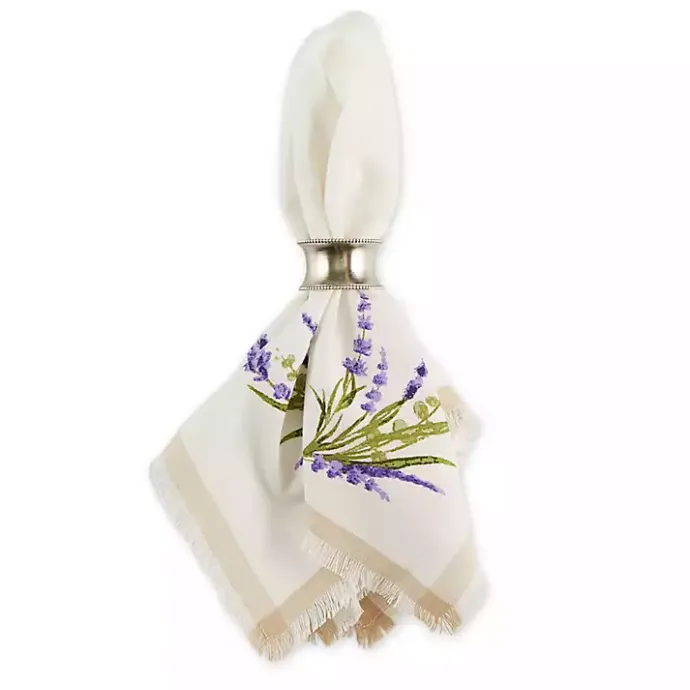New Kirklands Home Lavender Sprigs Cotton Napkins, Set of 4