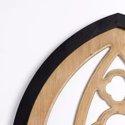 Kirklands Home Leah Black and Natural Wood Arched Wall Plaque