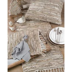 Online Kirklands Home Leather and Cotton Chindi Placemats, Set of 4 Tan