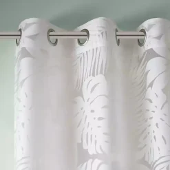 Best Kirklands Home Leilani Palm Leaf Curtain Panel, 63 in. White