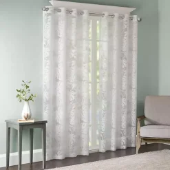 Kirklands Home Leilani Palm Leaf Curtain Panel, 84 in. White