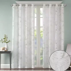 Kirklands Home Leilani Palm Leaf Curtain Panel, 84 in. White