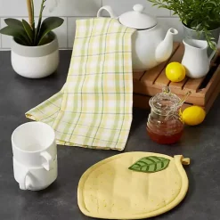 Best Kirklands Home Lemon Plaid 2-pc. Potholder and Kitchen Towel Set