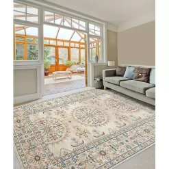Outlet Kirklands Home Light Beige Bohemian Area Rug, 7x9 Tan