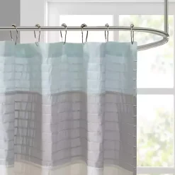Best Kirklands Home Light Colorblock Silky Shower Curtain Blue