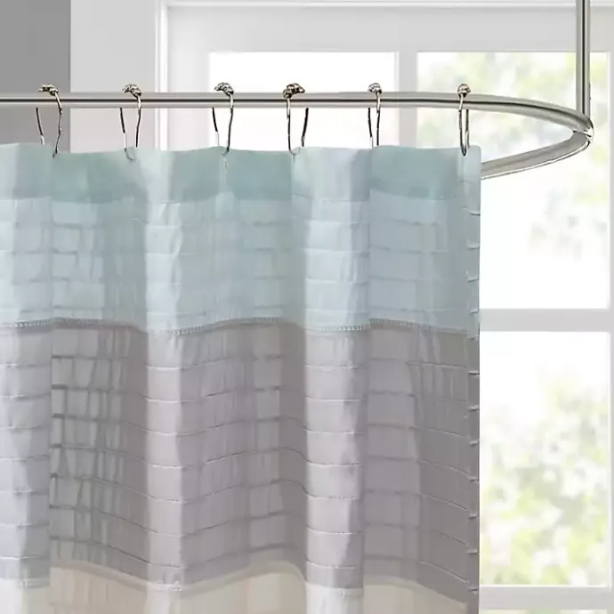Best Kirklands Home Light Colorblock Silky Shower Curtain Blue