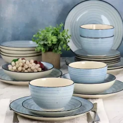 Online Kirklands Home Light Gia Stoneware 24-pc. Dinnerware Set Blue