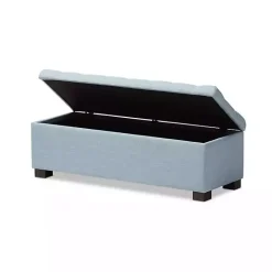 Clearance Kirklands Home Light Grid Tufted Upholstered Ottoman Blue